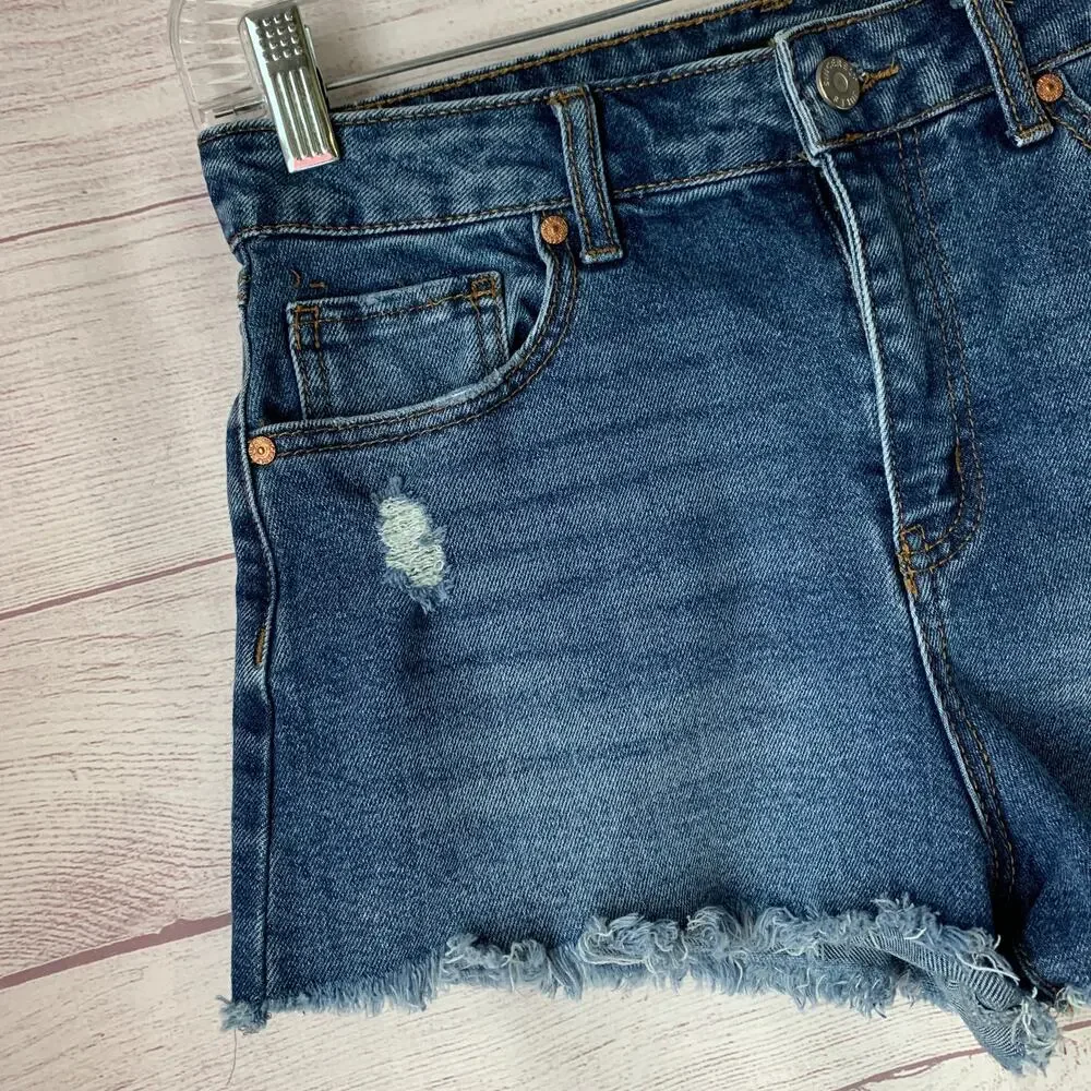 Sincerely Jules Denim Blue Jean Cutoff Shorts Distressed Medium Wash Size 7/28